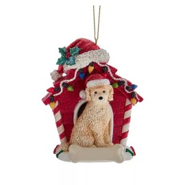Kurt Adler Dog with Doghouse Christmas Ornament-LABRA