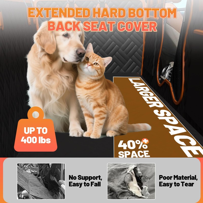 Diiouogs Dog Car Seat Cover for Back Seat Waterproof Pet