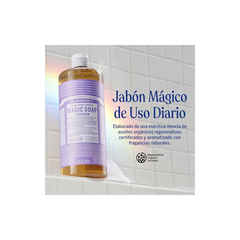 Bronner Jabón Castilla Orgánico Líquido Multiusos Fórmula Concentrada Relajación Aromática