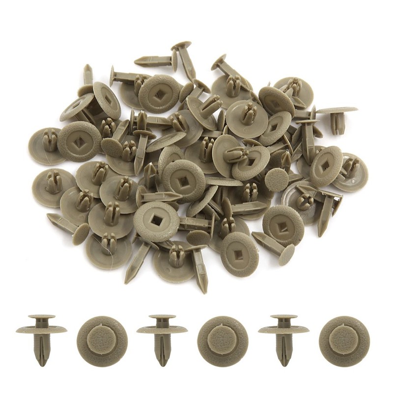 sourcingmap 6mm Beige Plastic Trim Rivets Buckle Fastener Clips 40PCS