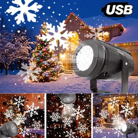Snowflake Projector Light for Christmas and Holiday Decor – Rotating White Snow Patterns for Festive Parties