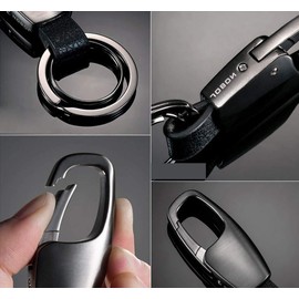 [LingLang] MTSAFLUCS Double Ring Keychain, Carabiner, Hook, Keychain, Men's, Metal Fittings, Lightweight, Keychain, Black