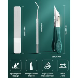 6 Pcs Eagle Beak Nail Clippers Set, Eagle Beak Beveled Angled Nail Clipper Wide Jaw Opening Anti-Splash Slanted Edge Nail Clippers for Thick Nails, Ingrown Toenails(Green&Black)