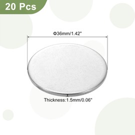 sourcing map 20Pcs Stainless Steel Disc, 1 13/32"(36mm) Dia 0.06"(1.5mm) Thick 304 Stainless Steel Flat Round Sheet Blank Round Circle Plate for Crafts Metal Stamping and Jewelry Making