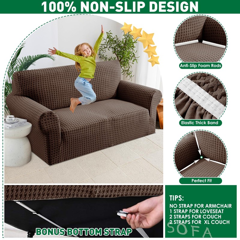 MAXIJIN Stretch Couch Cover Sofa Covers for 3 Cushion Couch