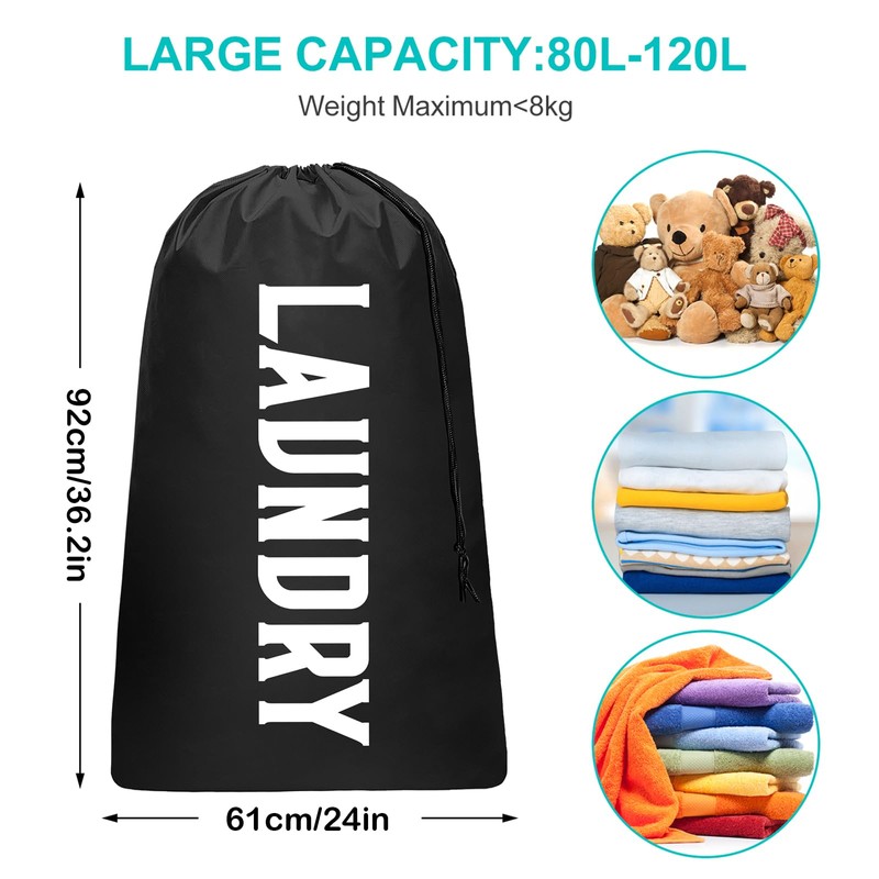 2 Pack XL Travel Laundry Bag, Machine Washable Dirty Clothes