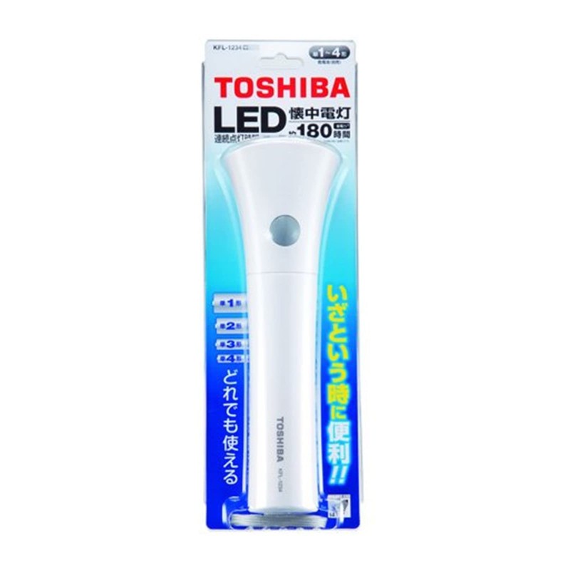 東芝 LED懐中電灯 KFL-1234(W) 単1形から単4形までどれでも使える 防滴構造 ホワイト