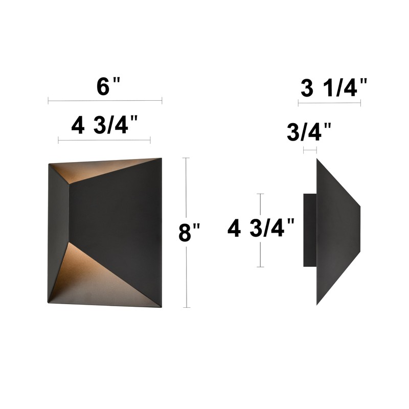 Laplusbelle 2-Pack Modern Outdoor Wall Lights, Black LED Exterior Wall
