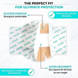 MedVanceTM Silicone - Bordered Silicone Adhesive Foam Dressing, Post Elbow, Shoulder Knee Surgery, (4"x8" w/Wings), 15 Dressings