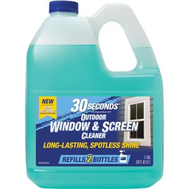 30 SECONDS Outdoor Window & Screen Concentrated Cleaner for Glass, Patio Doors, Fiberglass, Furniture - No Screen Removal Required, Spray & Rinse - Refill for Hose End Sprayer Bottles, 1.1 Gallon