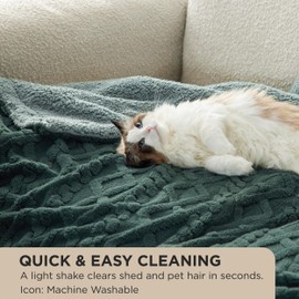 Bedsure Sherpa Fleece Blanket Twin Size for Bed - Fuzzy Soft Cozy Cable Throw for Couch, Thick Warm Blankets for Winter, Dark Green, 60x80 Inches