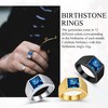 Bestyle Stainless Steel Square 8mm*8mm Blue Topaz Sapphire Ring for