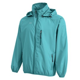 Spmor Men's Lightweight Waterproof Jacket Packable Windbreaker Running Coat Acid Blue 3XL