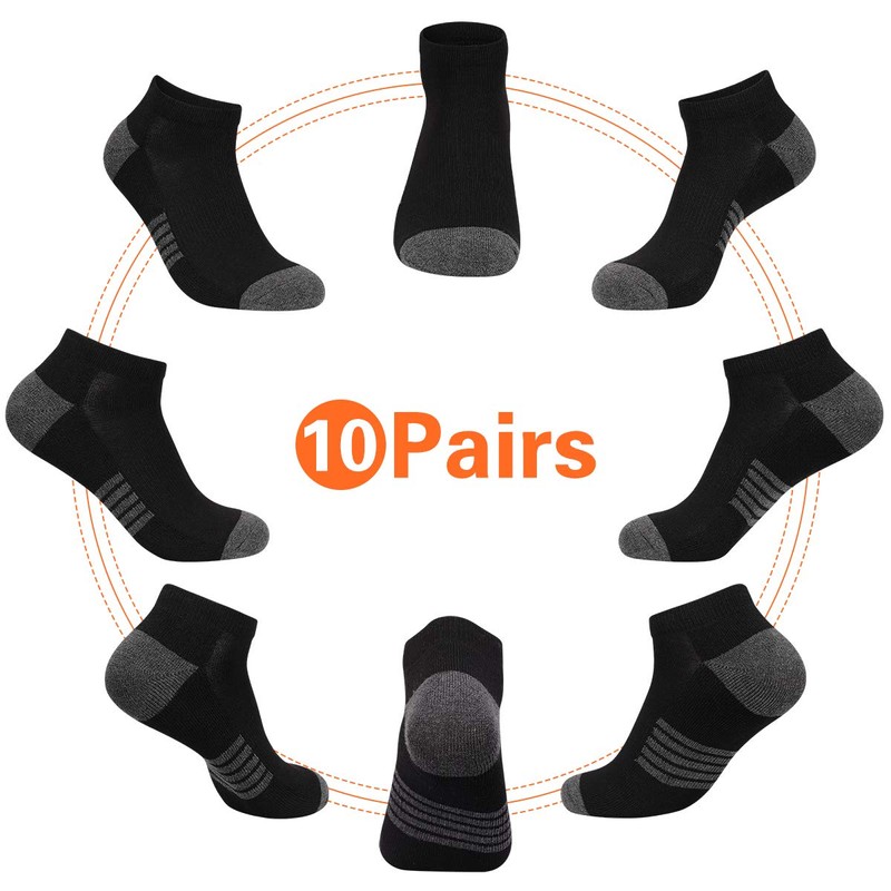 eallco Mens Ankle Socks Low Cut Athletic Cushioned Running Tab