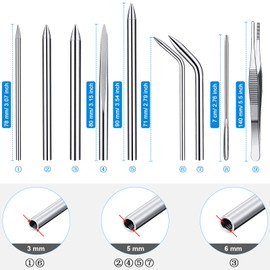 Stainless Steel FID Set Paracord FID Marlinspike Set Paracord Stitching Lacing Stitching Needles and Smoothing Tool Knotter Tools for Leather or Paracord Work (Silver)