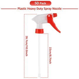 LDHHYH 50 Pack Red Heavy Duty Spray Nozzle, Plastic Spray Bottle Nozzle Replacement Head, Resistant Head Sprayer, Leak-Free Trigger Sprayer Replacement Nozzle Fits Standard 28/400 Neck Bottles