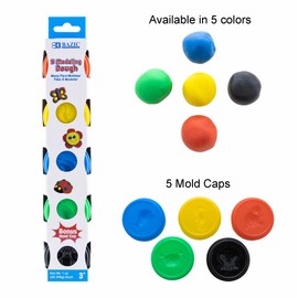 BAZIC Modeling Dough 1 Oz, 5 Primary Colors, Non Toxic Soft DIY Modeling Clay with Mold Caps for Art and Crafts, Sculpting, Kids Children, 1-Pack