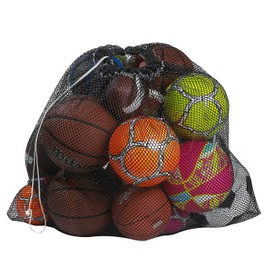 Mesh Equipment Bag, Black - 24” x 36” - Adjustable, sliding drawstring cord closure. Perfect mesh bag for parent or coach, making it easy to transport and keeping your sporting gear organized.