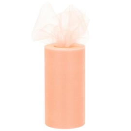 MECCANIXITY 6 inch 50 Yards Tulle Ribbon Rolls Pastel Netting Fabric Net Cloth for Gift Wrapping Christmas Wedding DIY Crafts, Light Orange