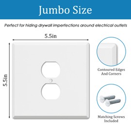 Metal Oversized Outlet Cover Plate 5.5" x 5.5", Jumbo Duplex Wall Plate