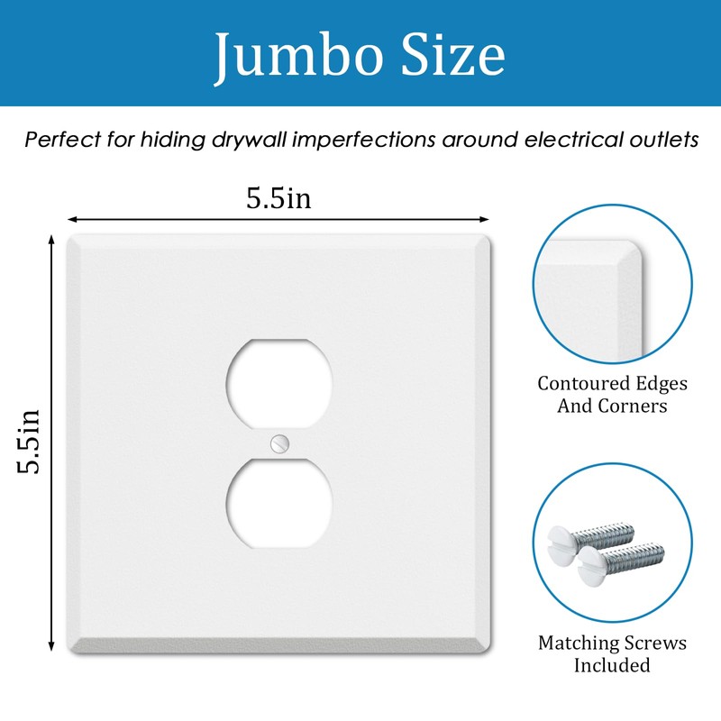 Metal Oversized Outlet Cover Plate 5.5" x 5.5", Jumbo Duplex