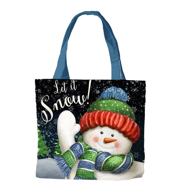 Briarwood Lane Snow Time Snowman Winter Canvas Tote Bag Let