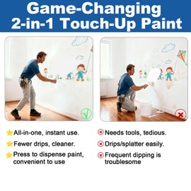 Anirun White Interior Wall Paint 6.35 oz - Small Drywall Repair Paint, Drywall Primer, for Covering Graffiti & Stains on Walls