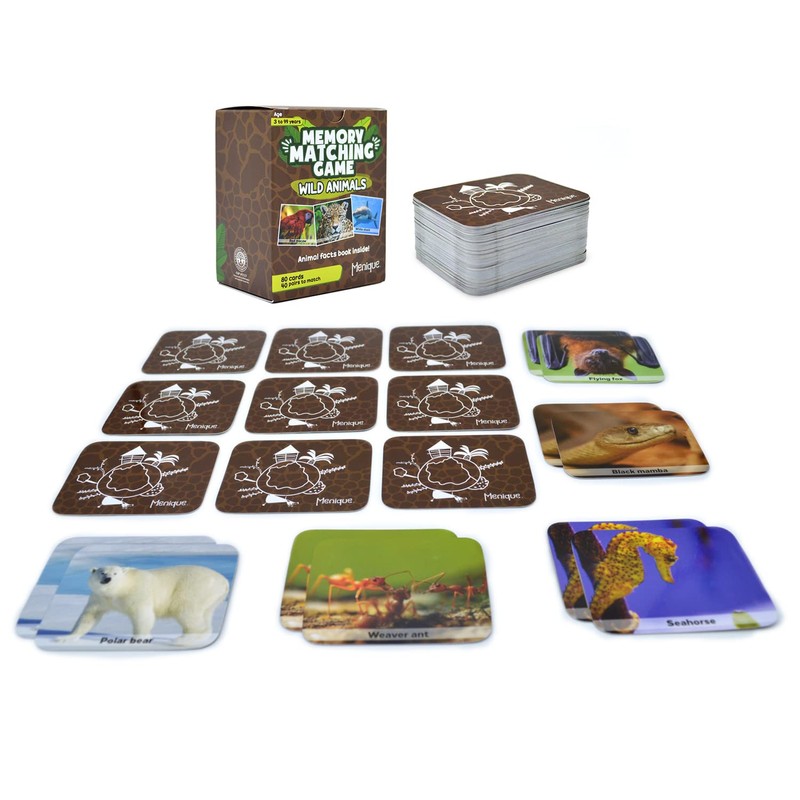 Menique. Juego de Memoria Animales Salvajes en Inglés. Memory Matching
