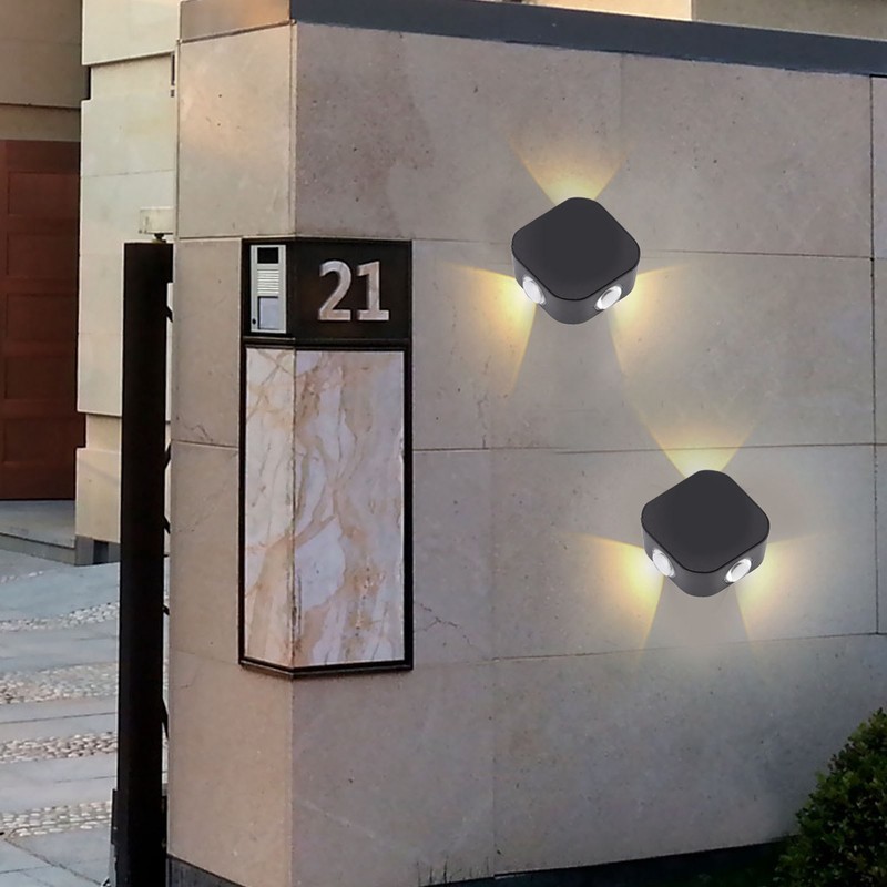 4 Sided Luminous Wall Lamp Double Head Waterproof LED White