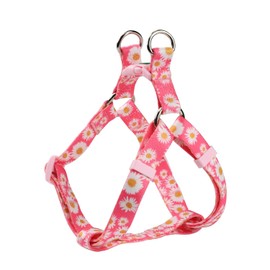 Olahibi Pink Daisy Pattern Basic Dog Halter Harness and Leash Set, No Pull, Easy Wear for Small Dogs.(S, Pink Daisy)