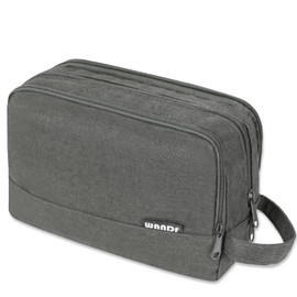 WANDF Toiletry Bag Water-Resistant Nylon Travel Wash Bag Lightweight Dopp Kit for Men and Women (Denim Pure Grey)