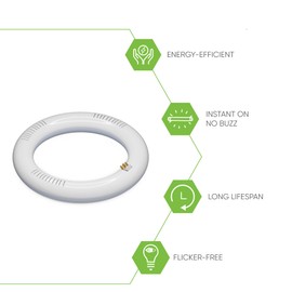 NYLL 16 inch T9 Circline Type A Plug & Play LED Lamp, Warm White (2700K) Direct Replacement for 40W FC16T9/WW, FCL40 (Without Rewiring or Modification) Ballast Required!