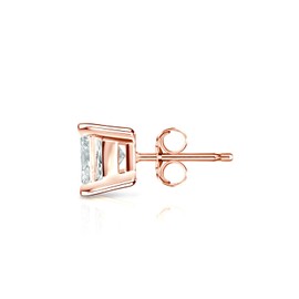 14k Rose Gold Men Princess Diamond Simulated Cubic Zirconia SINGLE STUD Earring 4Prong(3/4ct,Excellent Quality)