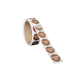 Contains Nuts Food Allergen Labels 1 Inch Round Circle Dots [500 Sticker Roll]