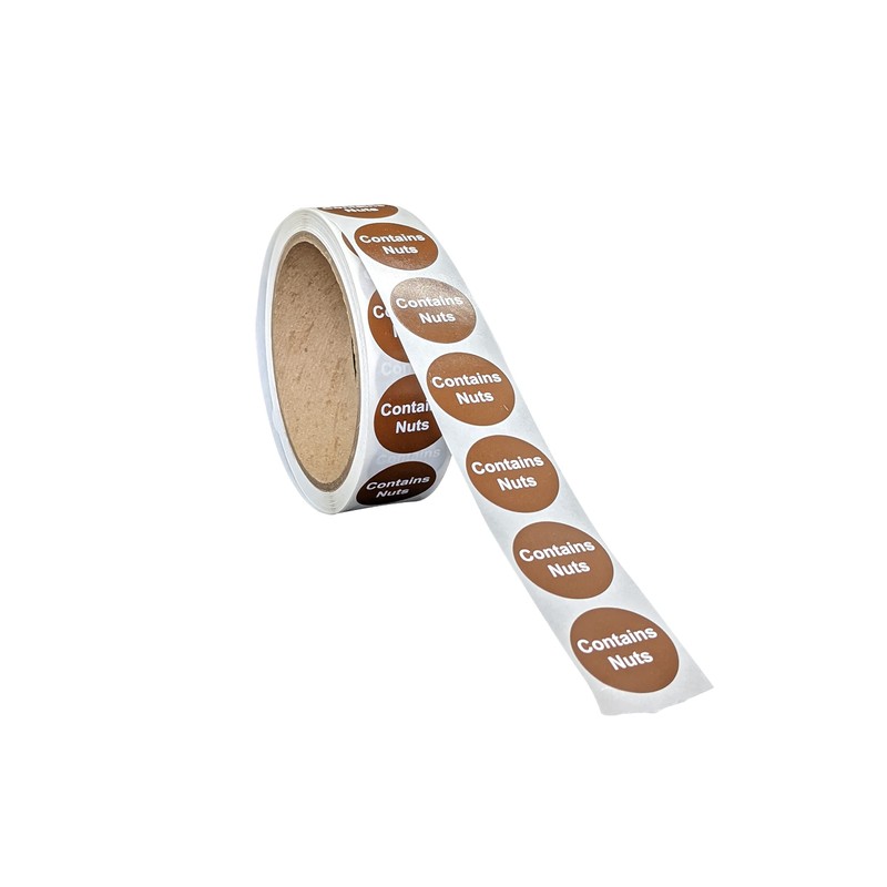Contains Nuts Food Allergen Labels 1 Inch Round Circle Dots