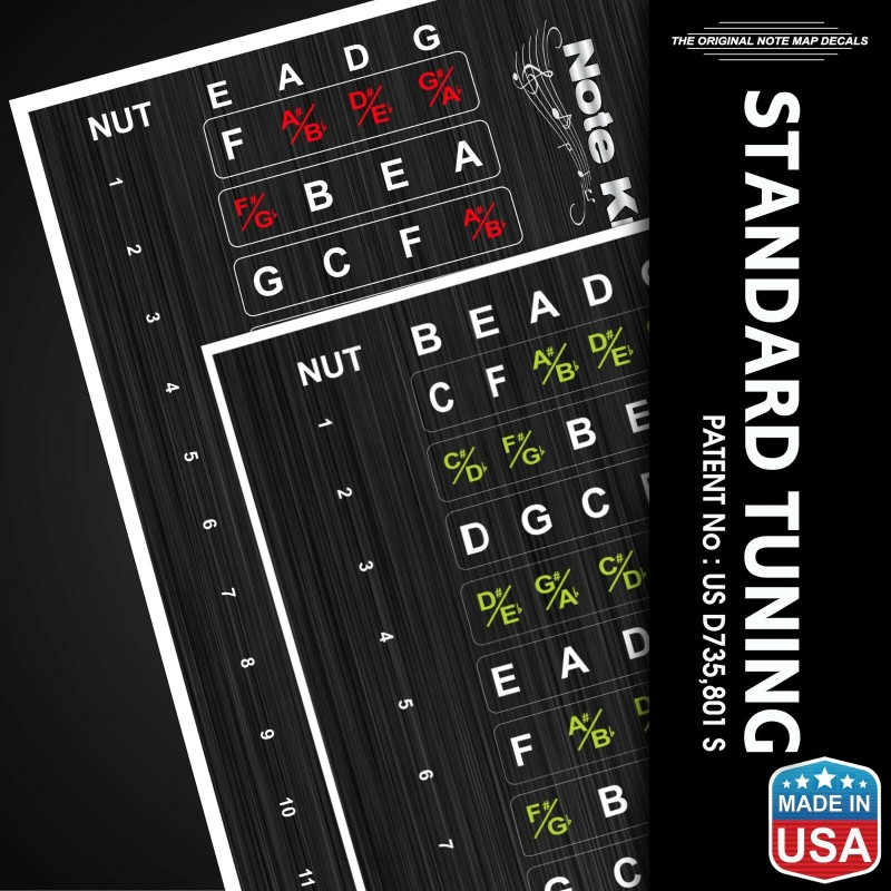 Note Knowledge 4 and 5 String Bass Guitar Fretboard Note