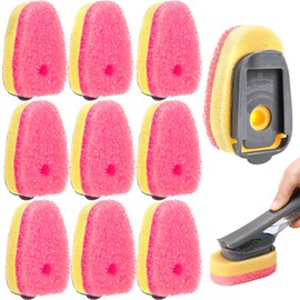 10 Pack Sponge Dishwand Brush Refills for Scotch-Brite Dishwand (Pink)