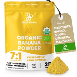 Jungle Powders Organic Banana Powder for Smoothies 5 Ounce Bag Freeze Dried Banana Powder, Banana Extract for Baking Flavoring Banana Flakes Flour for Juice