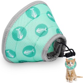 Cat Collar, Soft Cat Collar, Adjustable Cat Protective Collar for After Surgery and Injuries, Prevents Licking Wounds, Cat Collar for Cats (Green, S)