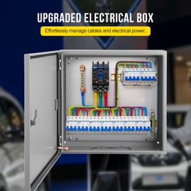 GarveeTech Outdoor Electrical Box, 20x20x6 NEMA 4X Steel Electrical Box, IP66 Waterproof & Dustproof, Outdoor/Indoor Electrical Junction Box, with Mounting Plate and Wall Bracket