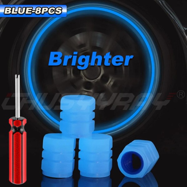 CHUSYYRAY 8Pcs Car Tire Caps Glow in The Dark Tire