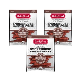 Bridgford Smokehouse Sausage Sticks Original 5 oz Pack of 3 - Made with Beef and Pork - Gluten Free High Protein Summer Sausage Beef Snack - Smoked, Savory, and Ready-to-Eat for Any Adventure