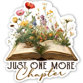 Book Lover Sticker Pack – 8PCS “Just One More Chapter” Reading Quote Vinyl Stickers for Readers, Bookworms, Laptop, Water Bottle, Kindle, Journals – Waterproof Bookish Gifts for Women & Teens