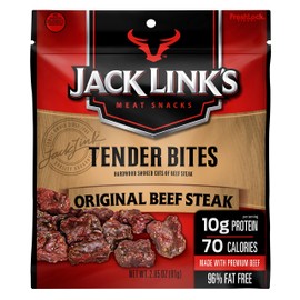 Jack Link's Beef Tender Jerky Tender Bites, Original, 2.85 oz – Flavorful Meat Snack for Lunches, 10g of Protein and 70 Calories, Made with Premium Beef - No Added MSG or Nitrates/Nitrites