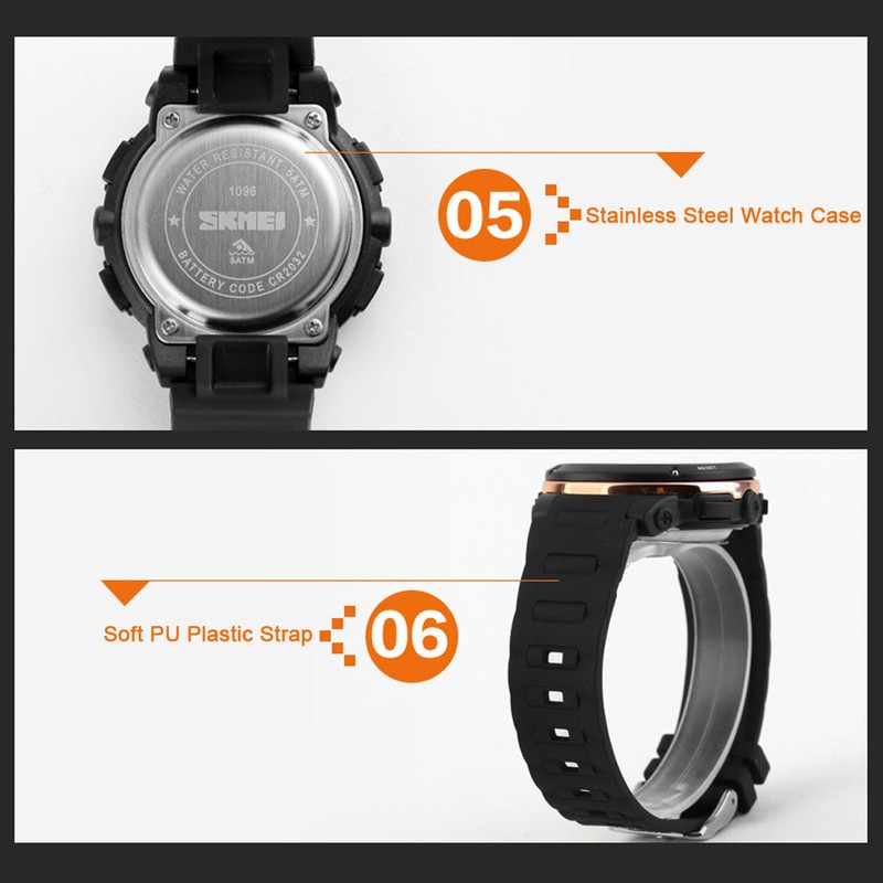 SKMEI Solar Powered Digital Men Women Sports Watch Big Dial