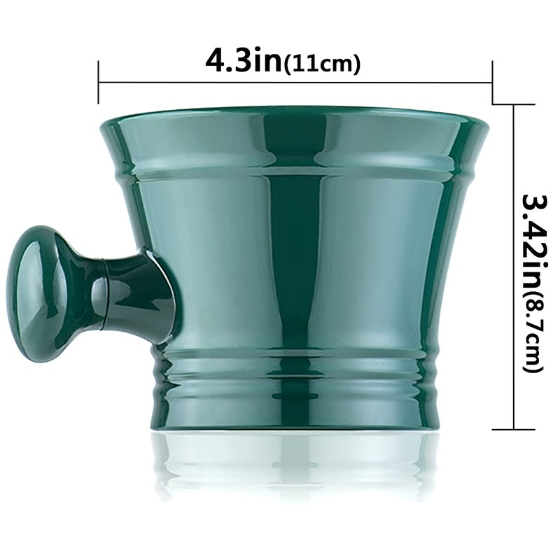 Linkidea Acrylic Shaving Cup with Knob Handle, Deep Size, Wet