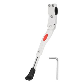 sourcing map Back Bike Kickstand Aluminium Adjustment Bicycle Single-Side Kick Stand Rear Mount Bikes Support Racks for 22-26 Inch Wheel with Tool, White