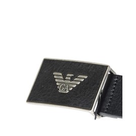 Emporio Armani Mens Leather Logo Belt Black Large