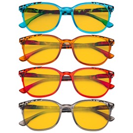 Eyekepper 4 Pack Blue Light Filter Glasses Oversize Computer Reading Glasses Orange Tinted +1.50