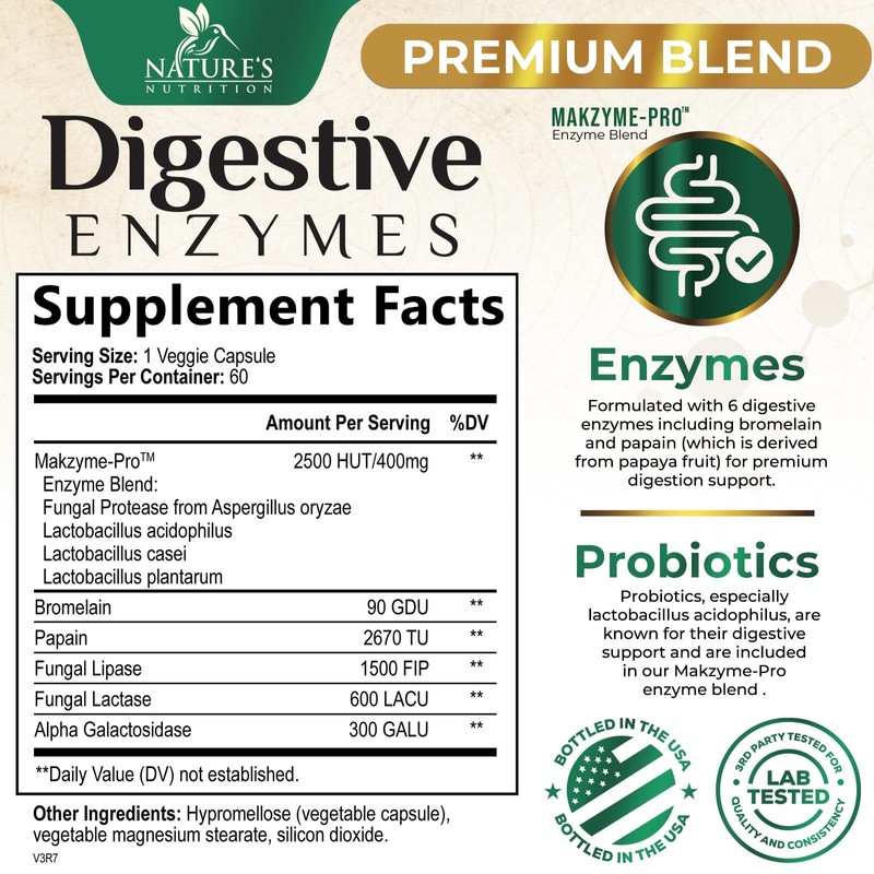 Digestive Enzymes - Multi Enzyme Complex with Bromelain, Papain, Probiotics